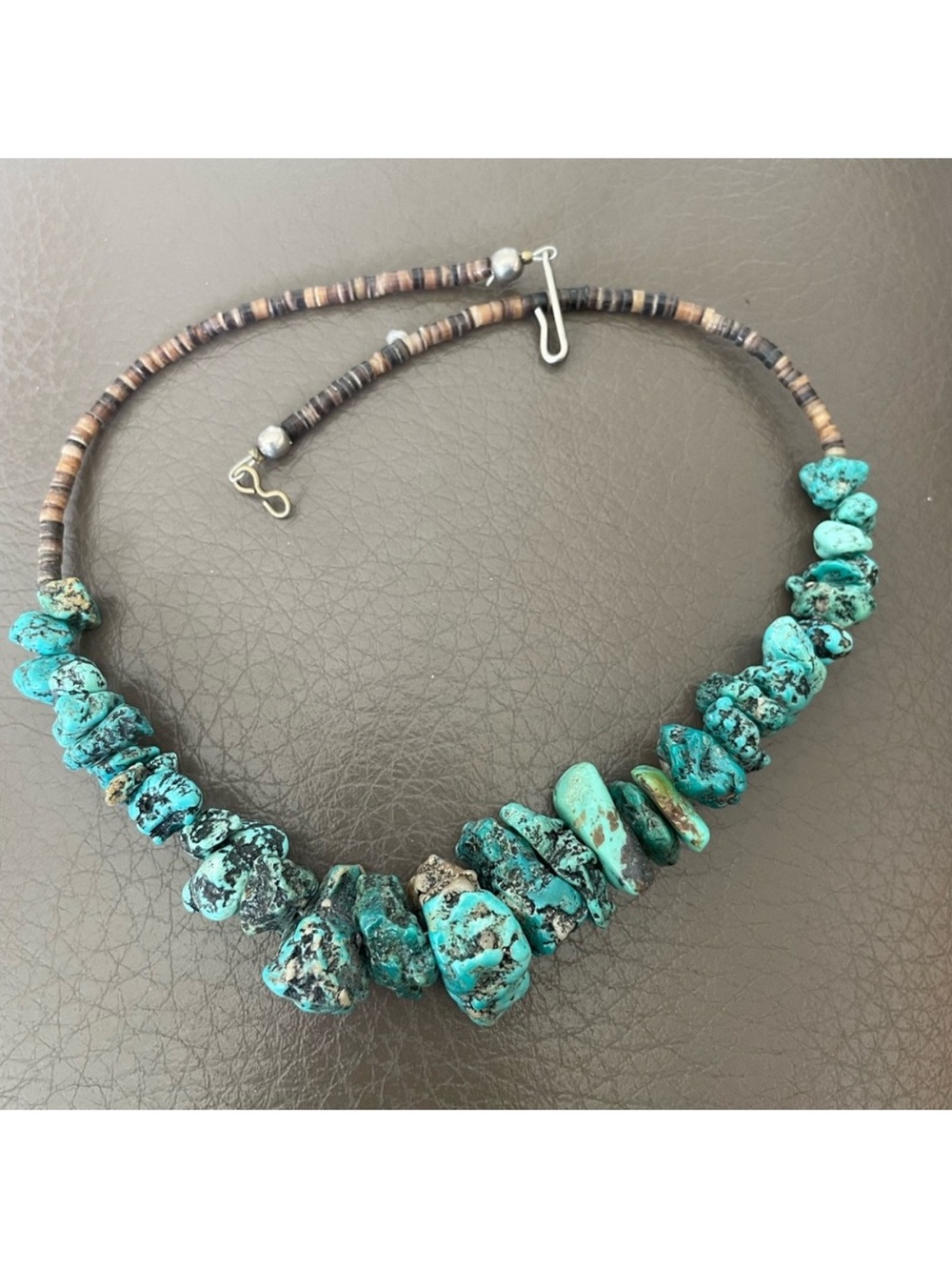 Rustic, vintage Turquoise Statement Necklace - Natural Blue-Green Stones